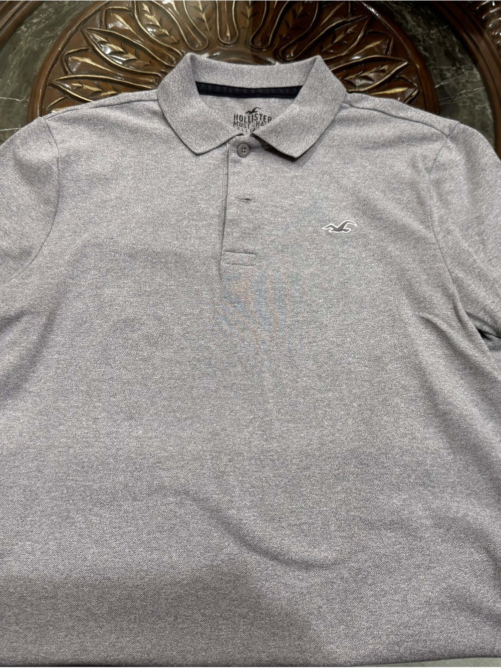 Hollister Men's Heather Gray Polo with Embroidered Logo